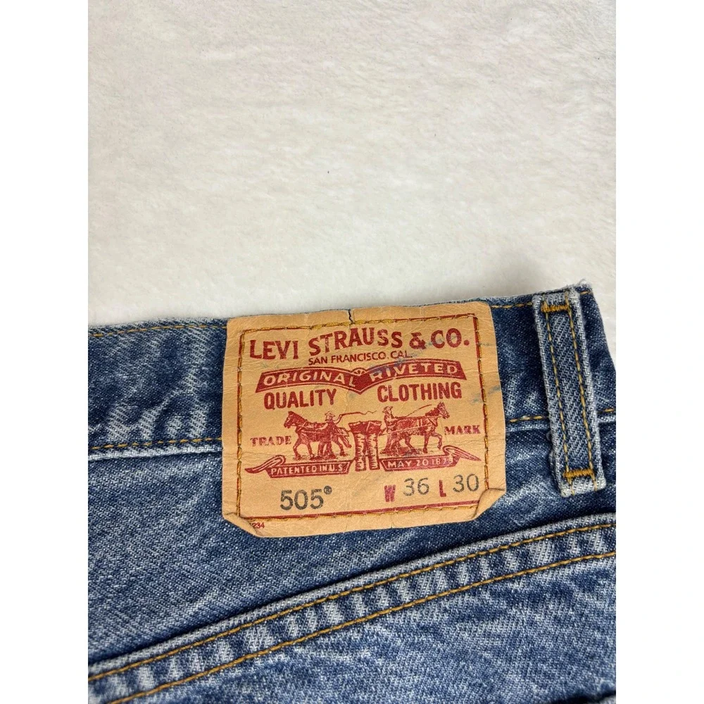 Levi's 505 Men's 36x30 Vintage **Tag Verified w/pics** jeans Distress Blue Denim